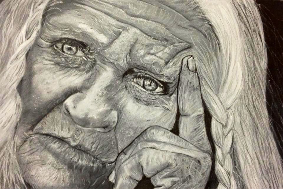 Demo in class showing techniques for graphite and pastel