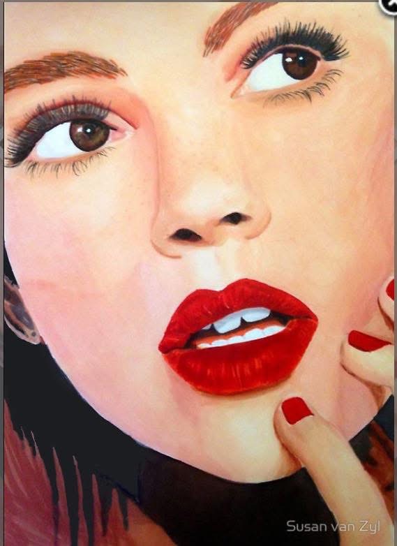 Alcohol Markers, Promarker pens, Woman protrait, red lips