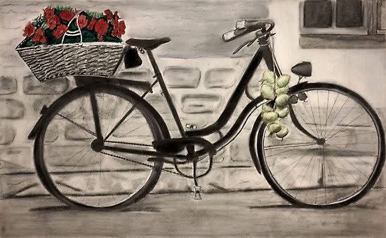 Bicycle with flowers artwork
