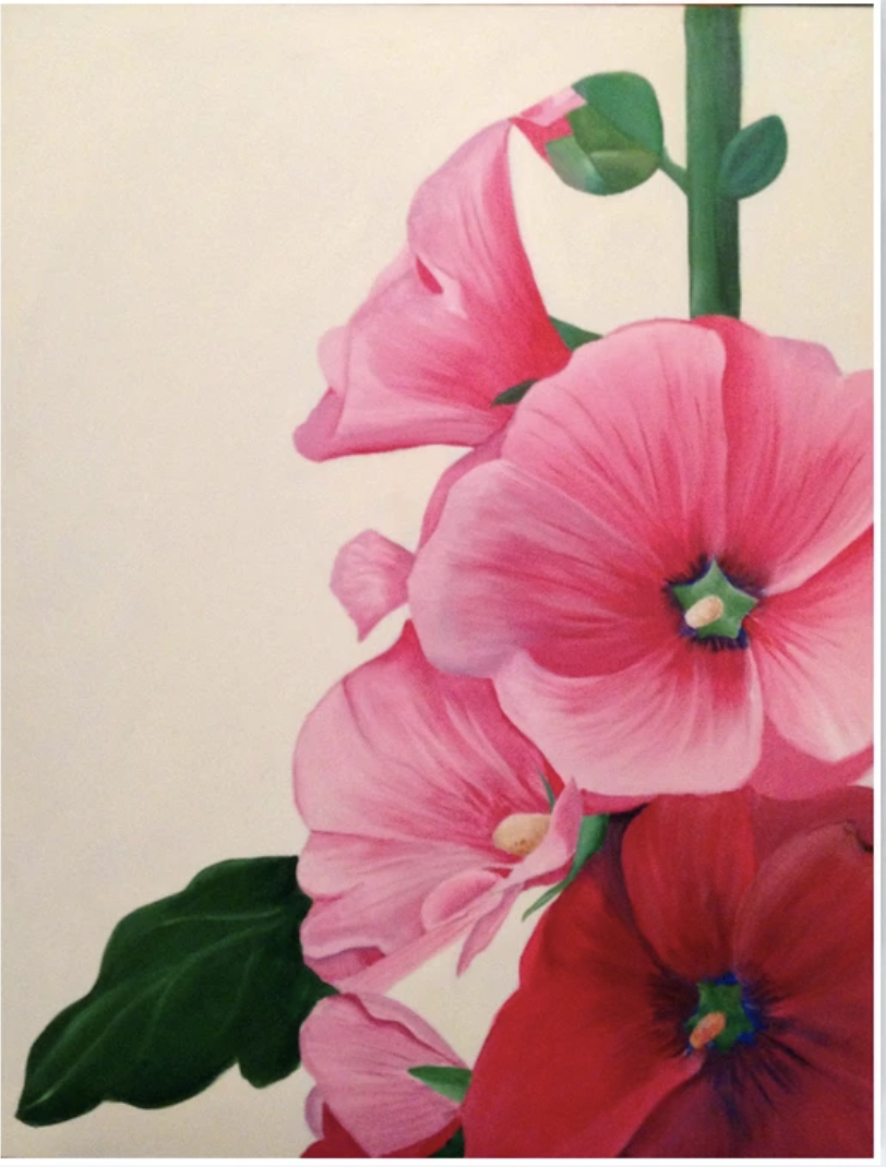 Pink Hollyhock, flower, SOLD