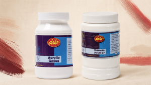 Dala Acrylic Gesso and Dala Canvas Primer displayed side by side